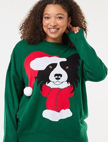 Jersey navideño con estampado de perro