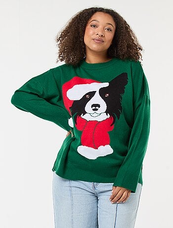 Jersey navideño con estampado de perro