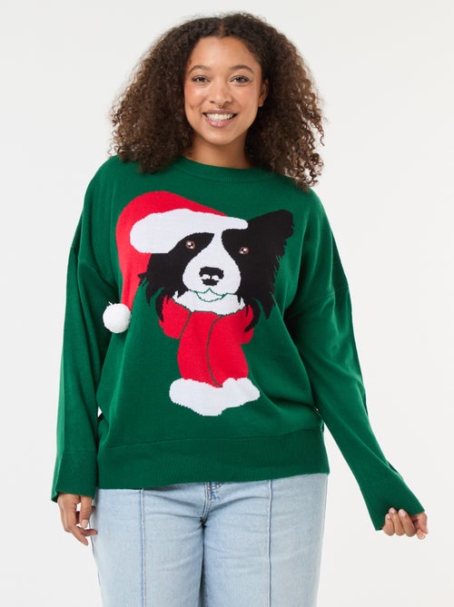 Jersey navideño con estampado de perro - Kiabi