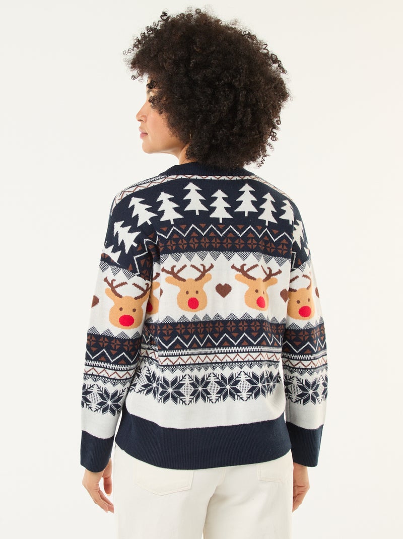 Jersey navideño con jacquard 'reno' Azul - Kiabi