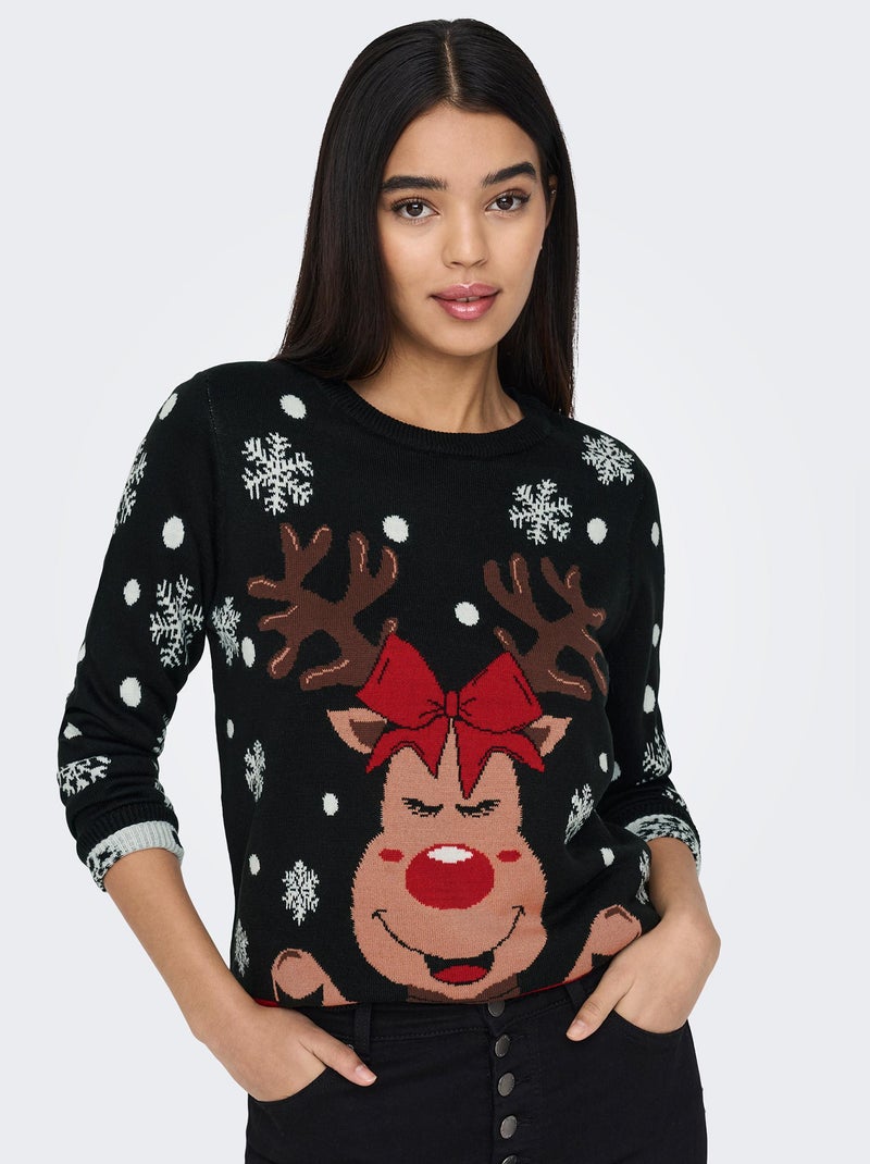 Jersey navideño con motivo de reno NEGRO - Kiabi