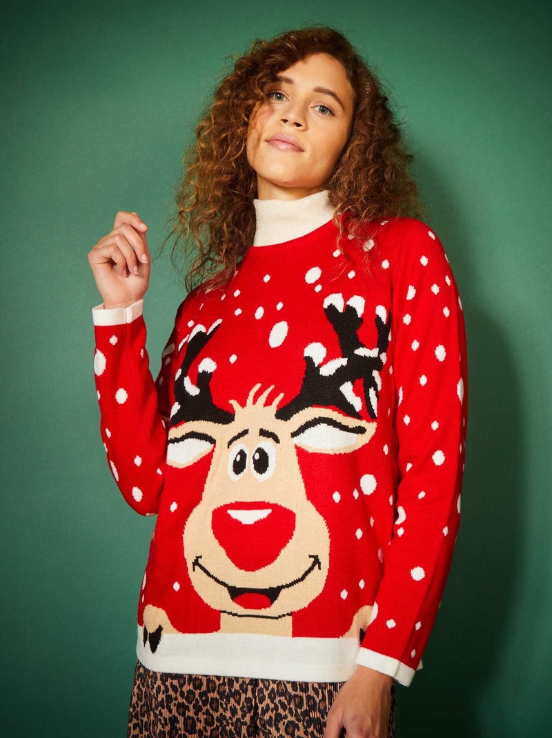 Jersey navideño con motivo de reno ROJO - Kiabi