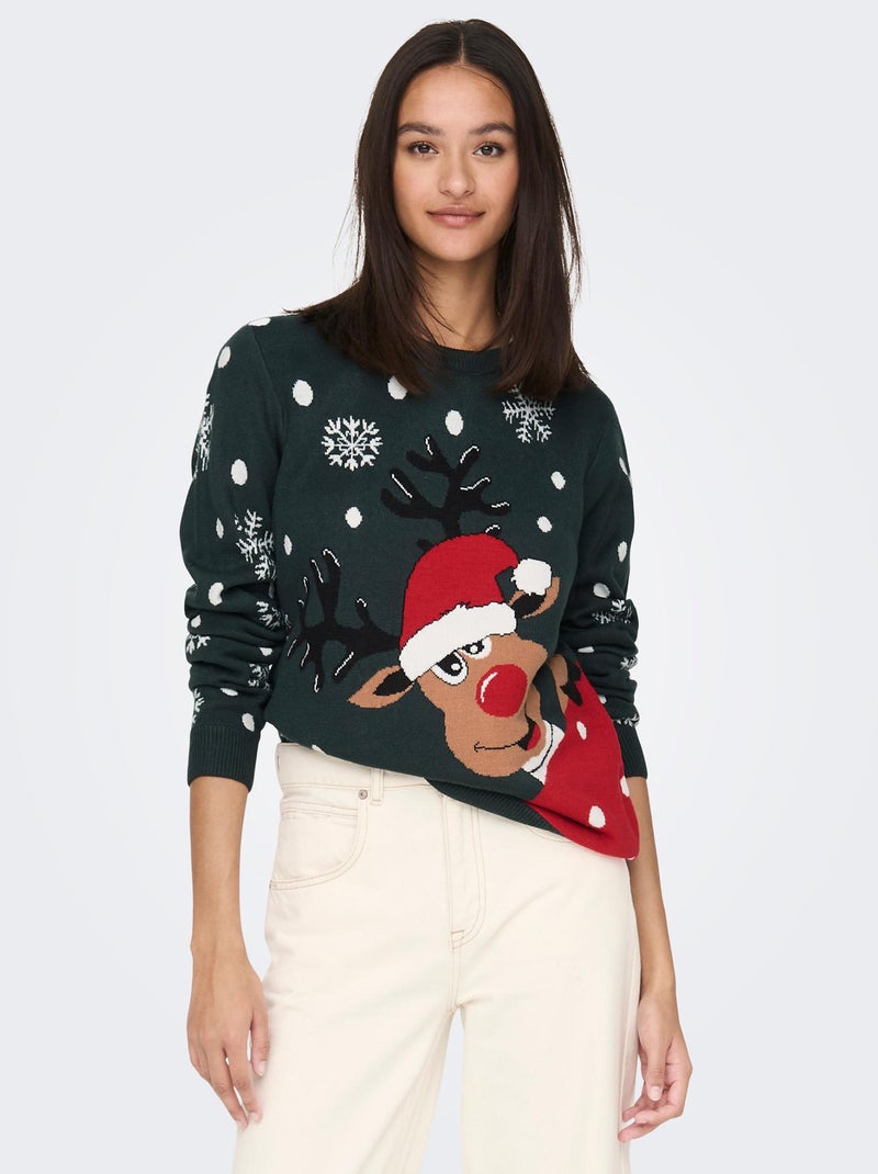 Jersey navideño con motivo de reno VERDE - Kiabi