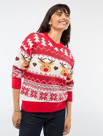 Jersey navideño de jacquard con diseño de "reno