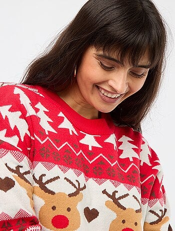 Jersey navideño de jacquard con diseño de "reno