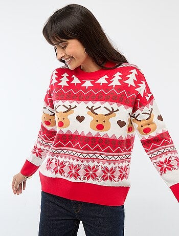 Jersey navideño de jacquard con diseño de "reno