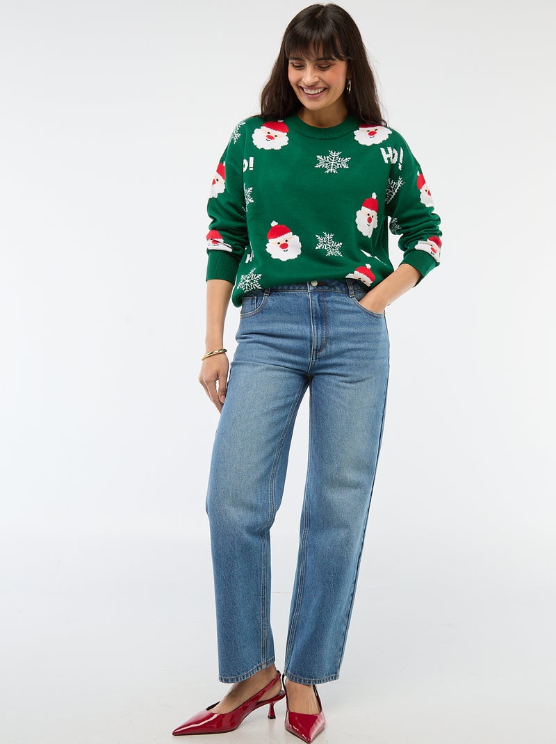 Jersey navideño de jacquard Verde - Kiabi