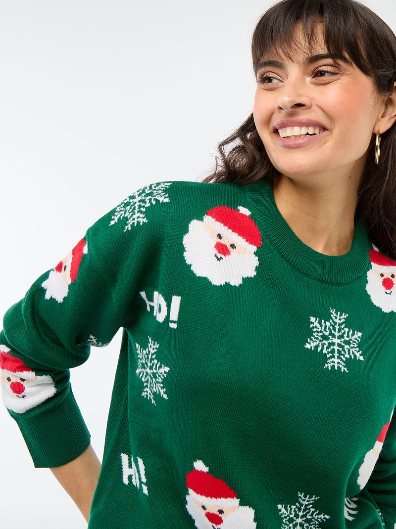 Jersey navideño de jacquard Verde - Kiabi