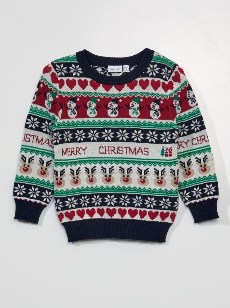 Jersey navideño de punto jacquard 'Name it' AZUL - Kiabi