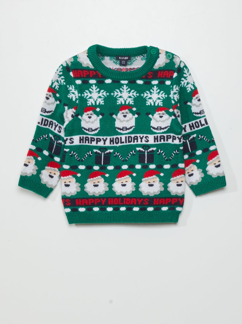 Jersey navideño de punto VERDE - Kiabi