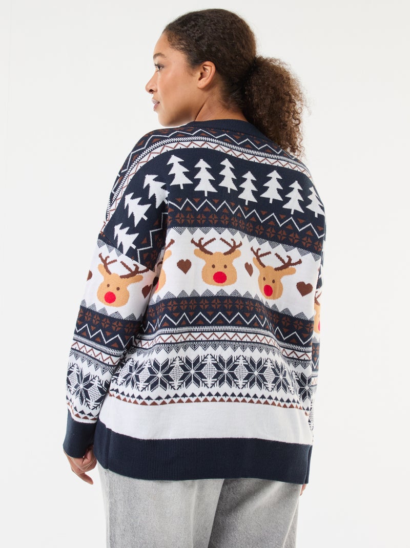 Jersey navideño en jacquard 'reno' Azul - Kiabi
