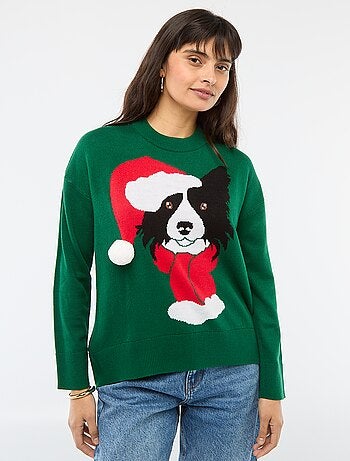 Jersey navideño estampado perro