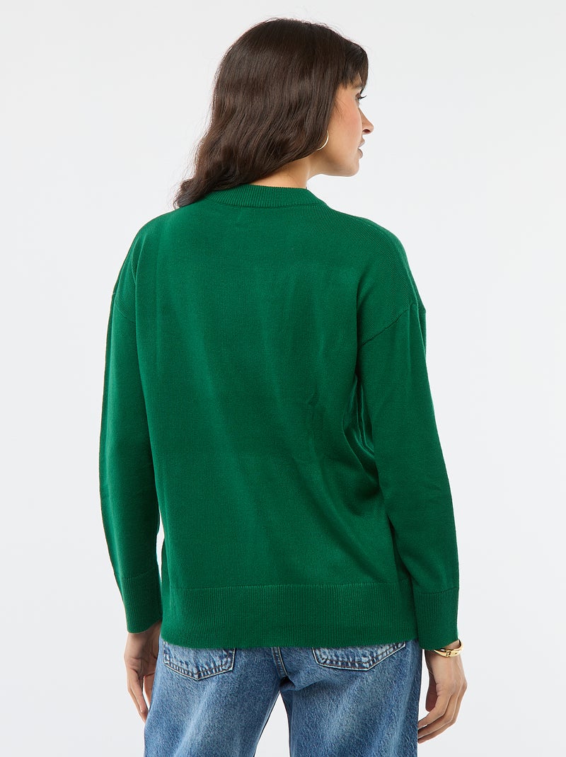 Jersey navideño estampado perro Verde - Kiabi