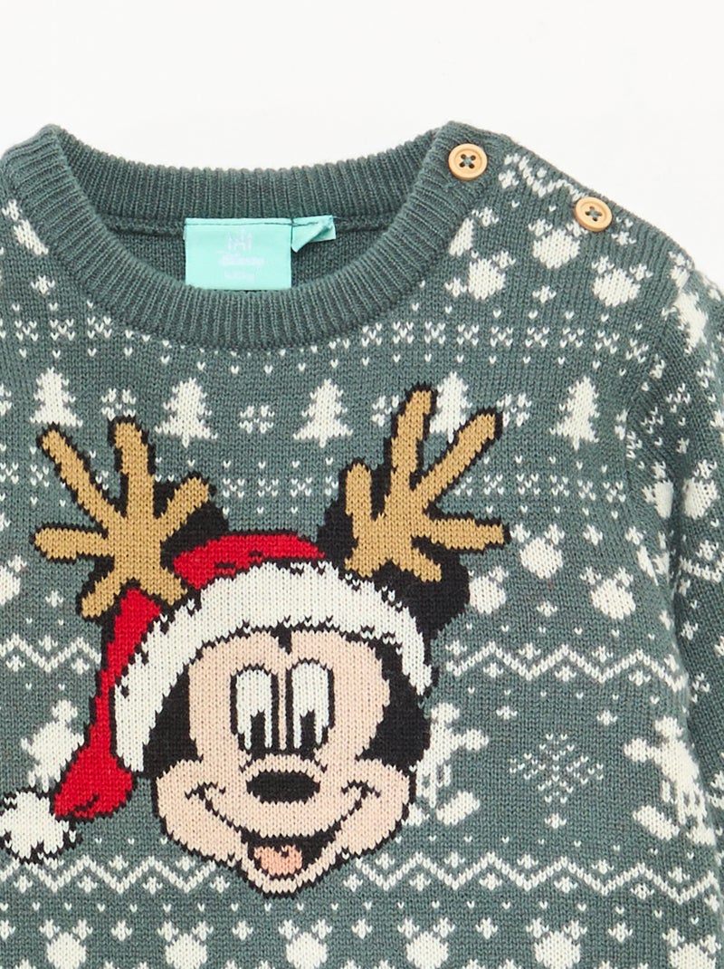 Jersey navideño jacquard 'Disney' 'Mickey' Verde - Kiabi