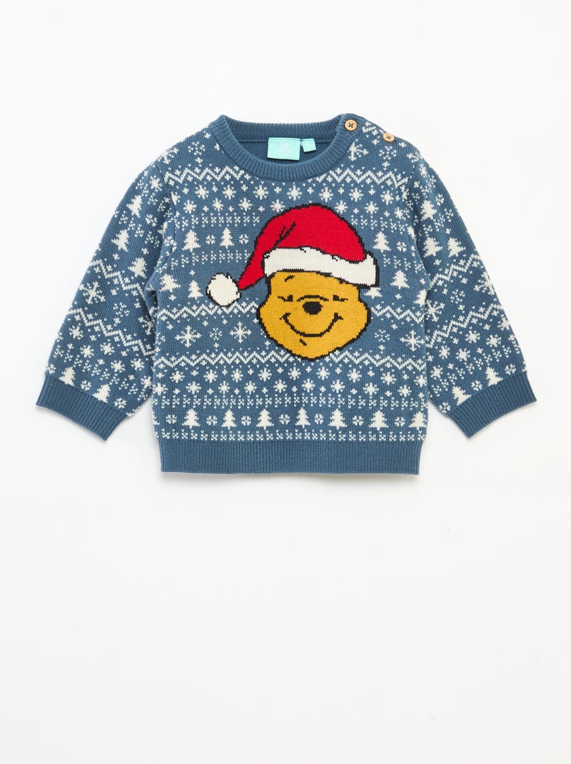 Jersey navideño jacquard 'Disney' 'Winnie' Azul Bebé niño