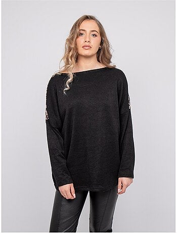 Jersey oversize con detalle de leopardo kenora