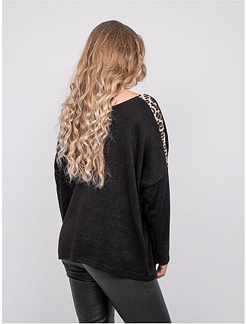 Jersey oversize con detalle de leopardo kenora