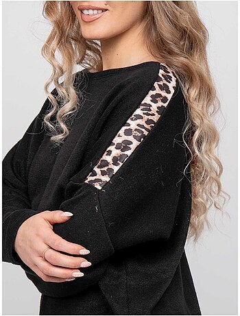 Jersey oversize con detalle de leopardo kenora