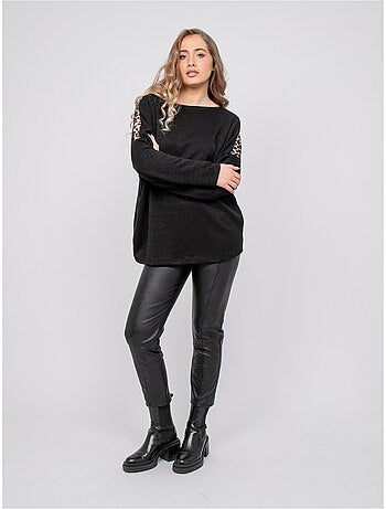 Jersey oversize con detalle de leopardo kenora