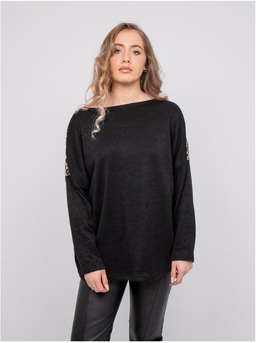Jersey oversize con detalle de leopardo kenora - Kiabi Jersey oversize con detalle de leopardo kenora - Kiabi