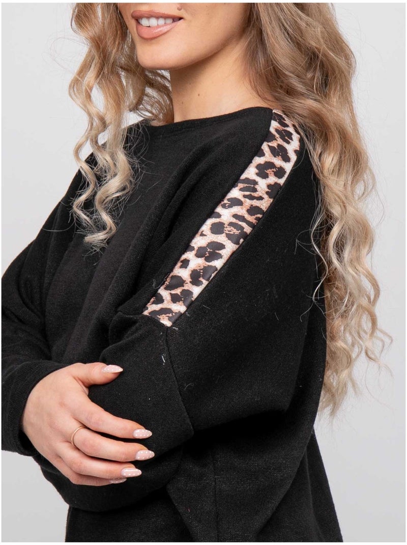 Jersey oversize con detalle de leopardo kenora Negro - Kiabi