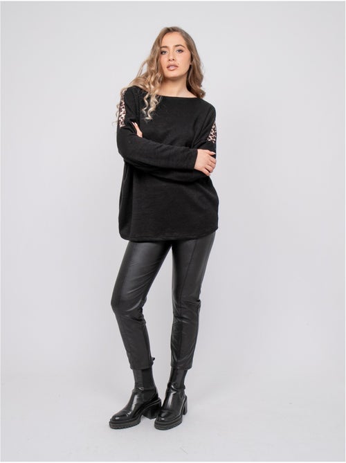 Jersey oversize con detalle de leopardo kenora - Kiabi Jersey oversize con detalle de leopardo kenora - Kiabi