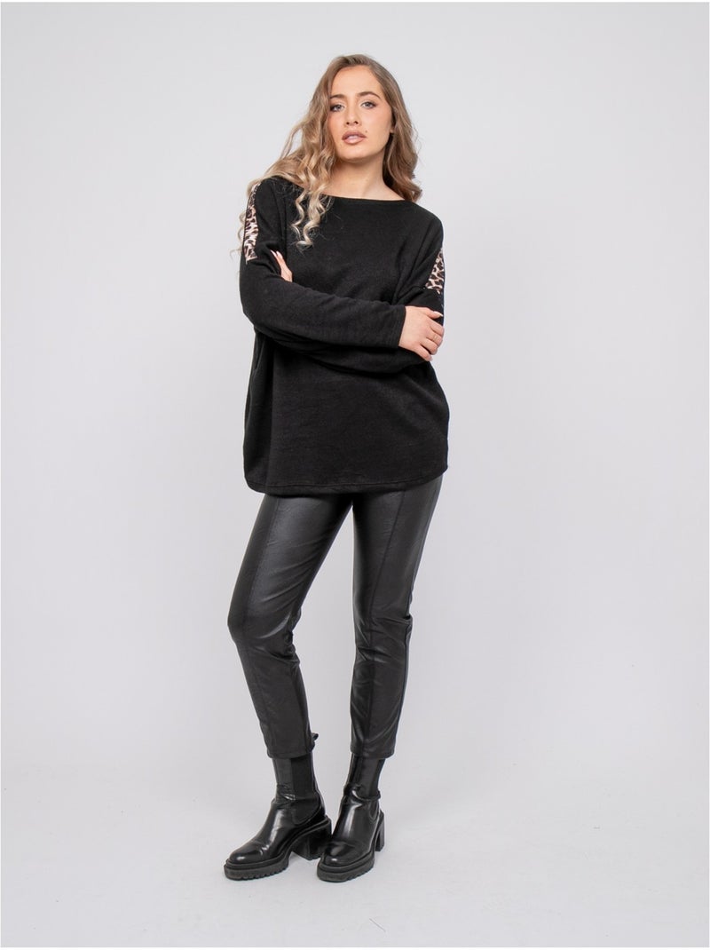 Jersey oversize con detalle de leopardo kenora Negro - Kiabi