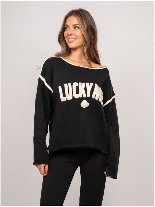 Jersey oversize con mensaje bordado "lucky me" kevisse - Kiabi