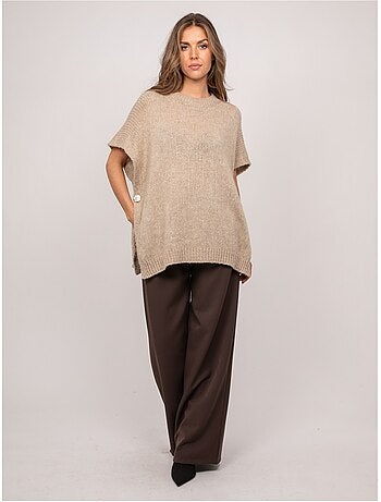 Jersey oversize de manga corta de punto grueso kireve