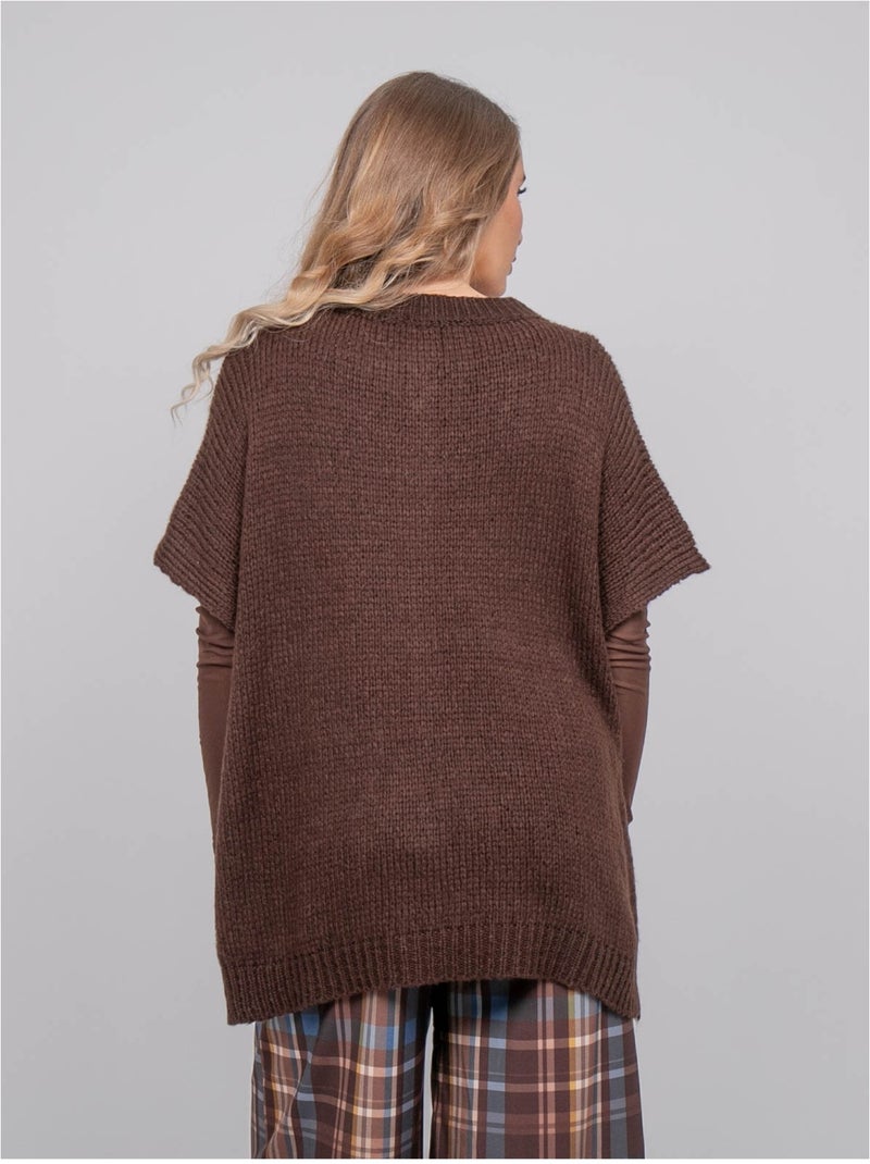 Jersey oversize de manga corta de punto grueso kireve Marrón - Kiabi