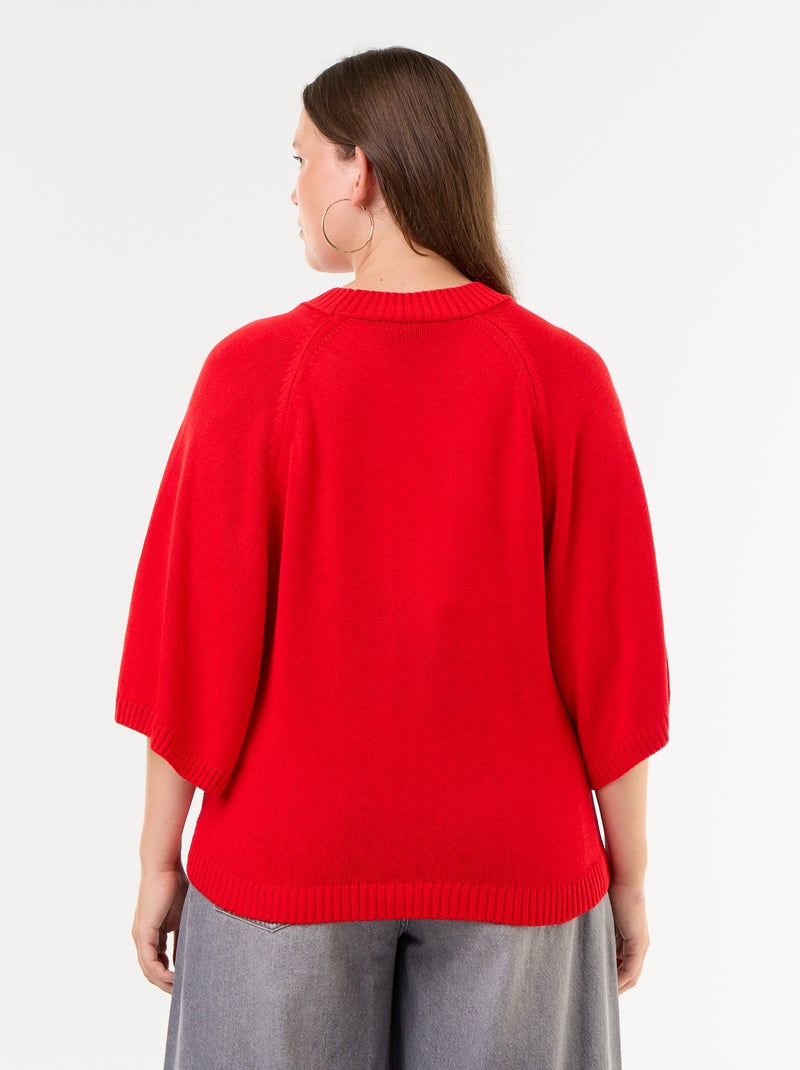 Jersey oversize de punto de manga corta Rojo - Kiabi