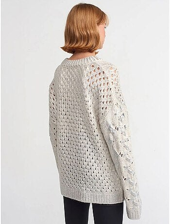 Jersey oversize de punto trenzado con cuello redondo