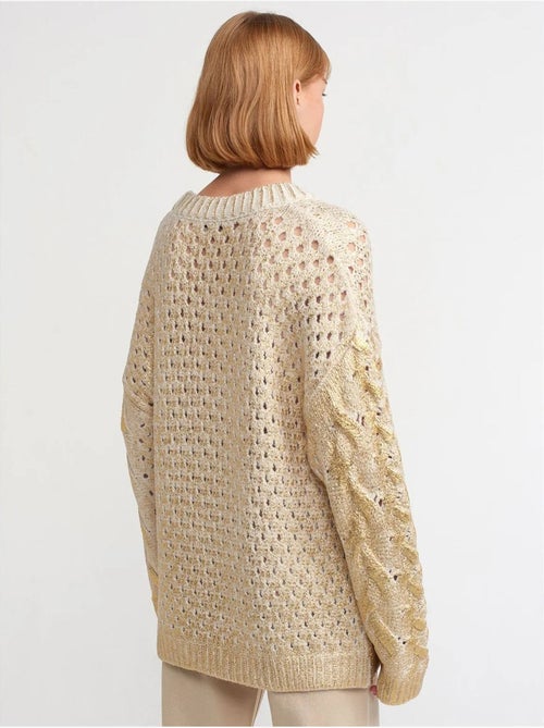Jersey oversize de punto trenzado con cuello redondo - Kiabi Jersey oversize de punto trenzado con cuello redondo - Kiabi
