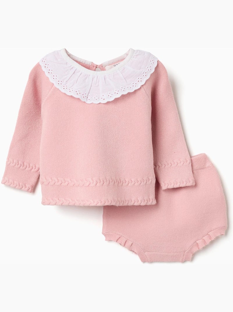 Jersey + pantalón corto de punto Rosa claro - Kiabi
