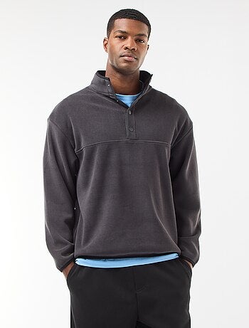 Jersey polar con cuello camionero abotonado