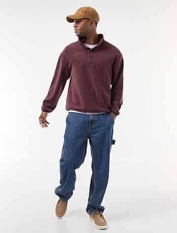 Jersey polar con cuello camionero abotonado