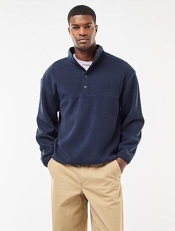 Jersey polar con cuello camionero abotonado