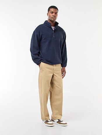 Jersey polar con cuello camionero abotonado