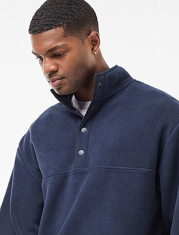 Jersey polar con cuello camionero abotonado
