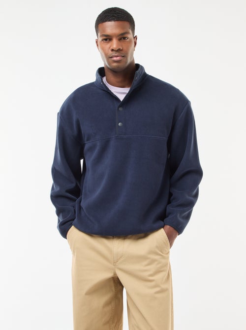 Jersey polar con cuello camionero con botones a presión - Kiabi