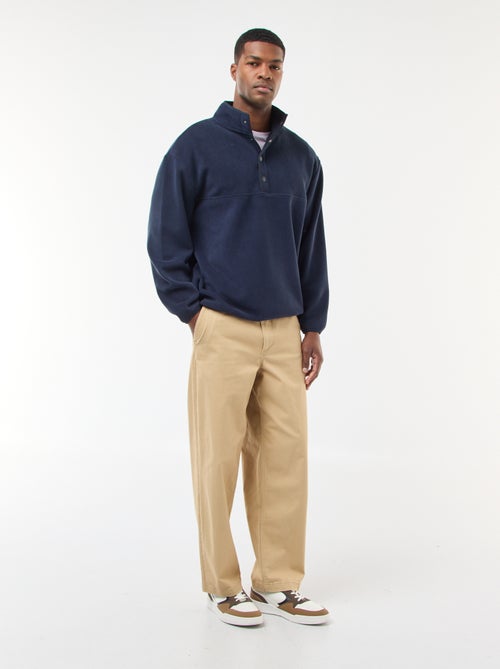 Jersey polar con cuello camionero con botones a presión - Kiabi