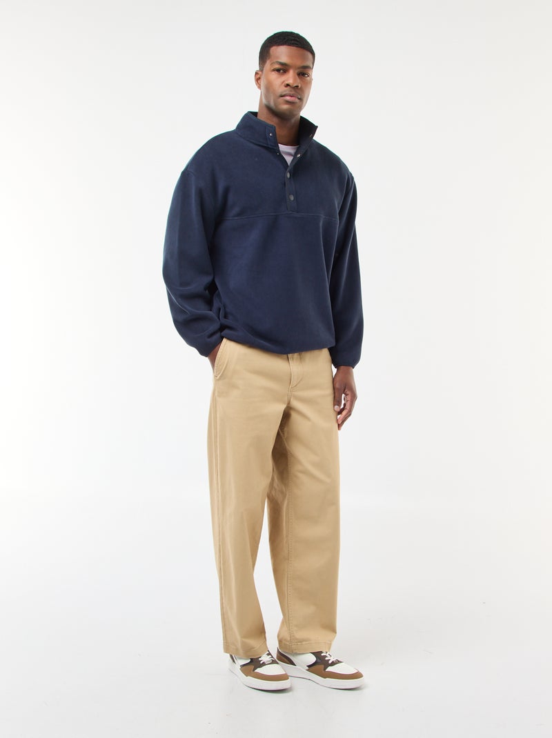 Jersey polar con cuello camionero con botones a presión Azul - Kiabi