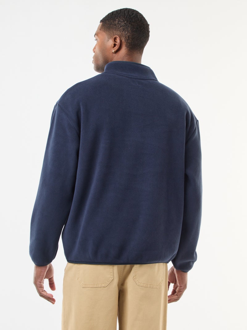 Jersey polar con cuello camionero con botones a presión Azul - Kiabi