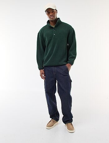 Jersey polar con cuello camionero abotonado