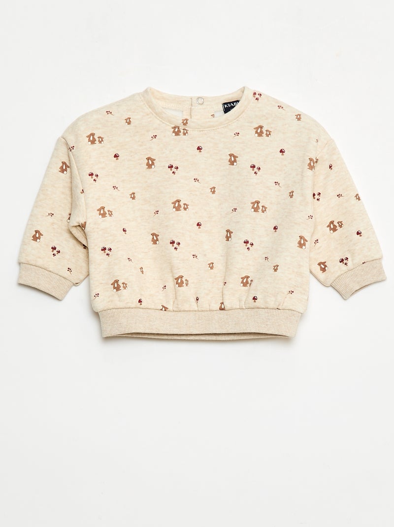 Jersey polar con estampado Beige - Kiabi