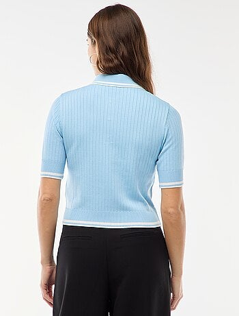 Jersey polo de canalé con botones marineros dorados