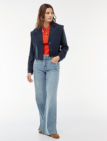 Jersey polo de canalé con botones marineros dorados