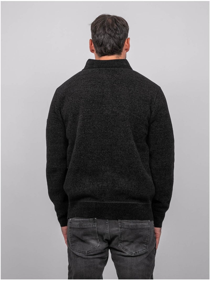 Jersey polo de chenilla con cuello abotonado loctobir Negro - Kiabi