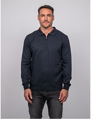 Jersey polo de manga larga con cuello de cremallera linetox