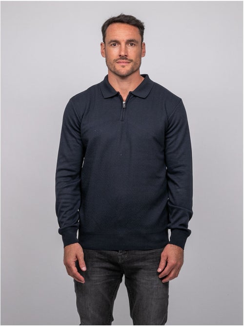 Jersey polo de manga larga con cuello de cremallera linetox - Kiabi Jersey polo de manga larga con cuello de cremallera linetox - Kiabi